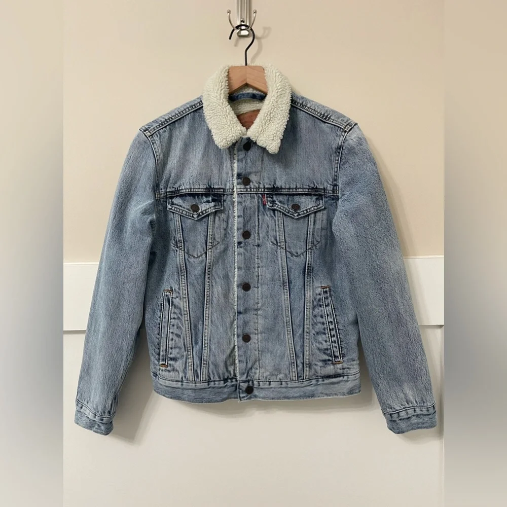 Signature by Levi Strauss Sherpa Light Denim Jean Jacket Size Small - Picture 3 of 11